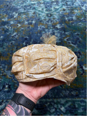 Vintage Ken Blair Gold Embroidered Fascinator Hat